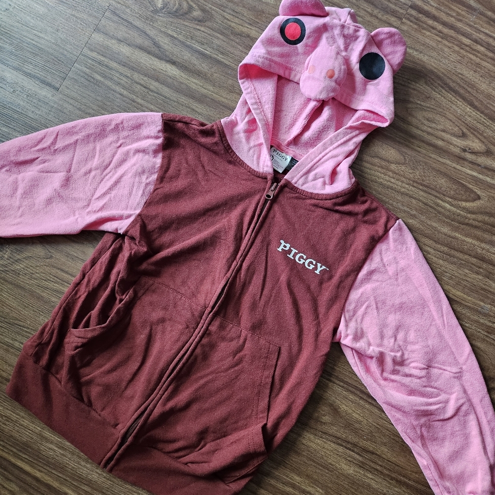 Piggy Roblox Pink And Burgundy Kids Hoodie With Pig Hood Size S